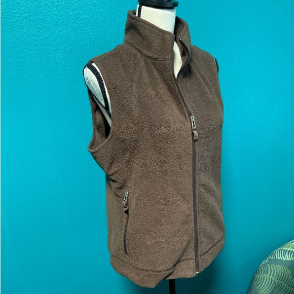 Kim Rogers Brown Fleece Zip Front Winter Vest Women's Medium - Picture 8 of 9